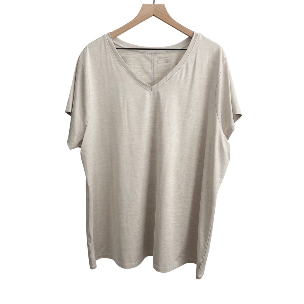 Eddie Bauer T-Shirt Cream Taupe 3X Minimalist Gorpcore Casual Neutral Normcore